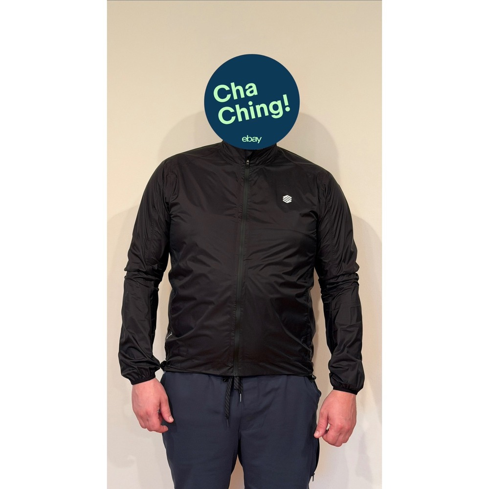 Siroko V1 Cycling Windbreaker Jacket Mens Large Black Full Zip Reflective V1-L